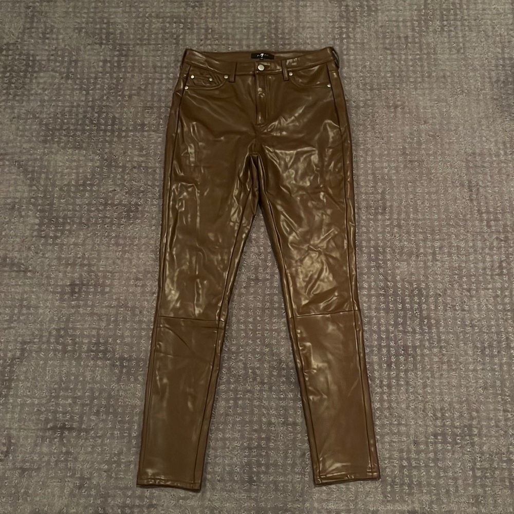 brown faux leather pants